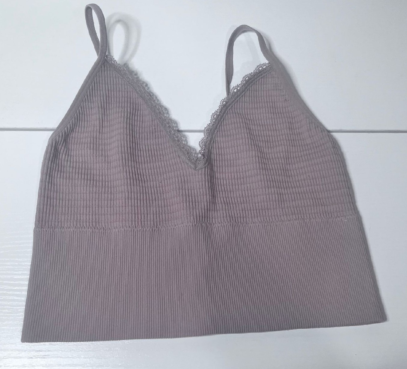 Ribbed Cropped Top Women’s XS Beige 92% Nylon 8% Spandex Stretch Tank