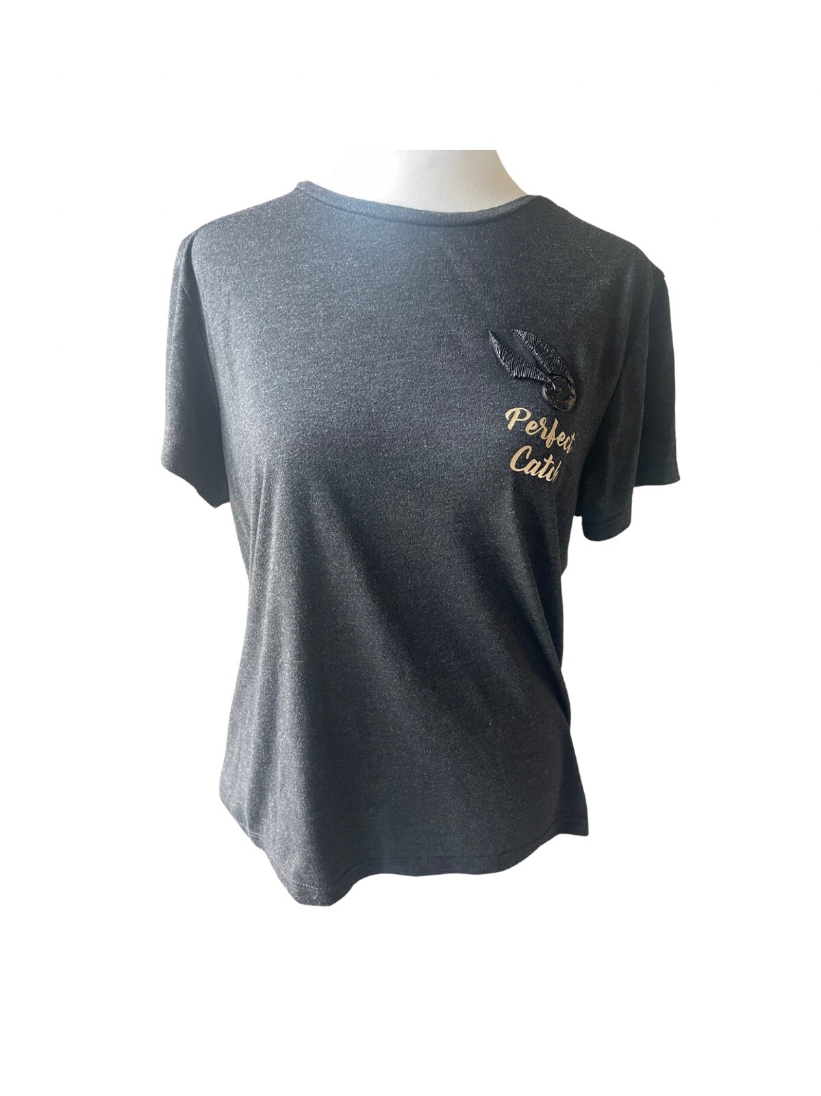 Harry Potter Size Medium Black Casual Tee | Perfect Catch Logo