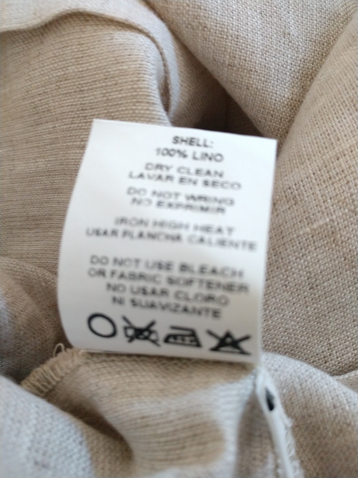 Adriana Contreras Tan Linen Medium M Linen Long Sleeve Sleeve Button Down