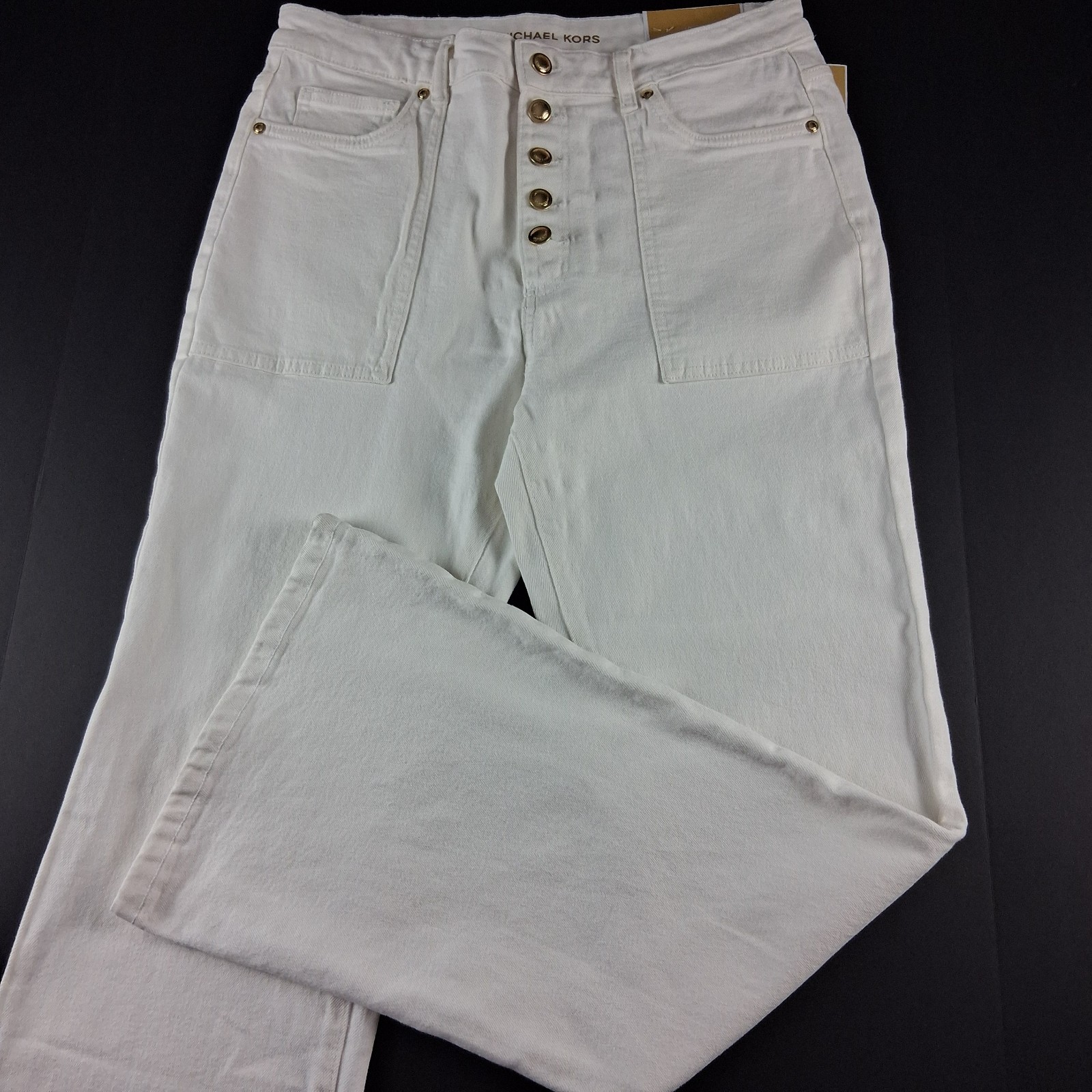 Michael Kors Higher Rise Selma Flare Jeans Women’s Size 10 White Button Fly