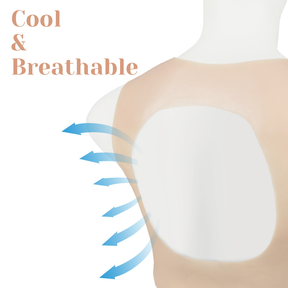 B-G Cup Silicone Breast Forms Back Hollow Round Neck Real Fake Boob Crossdresser