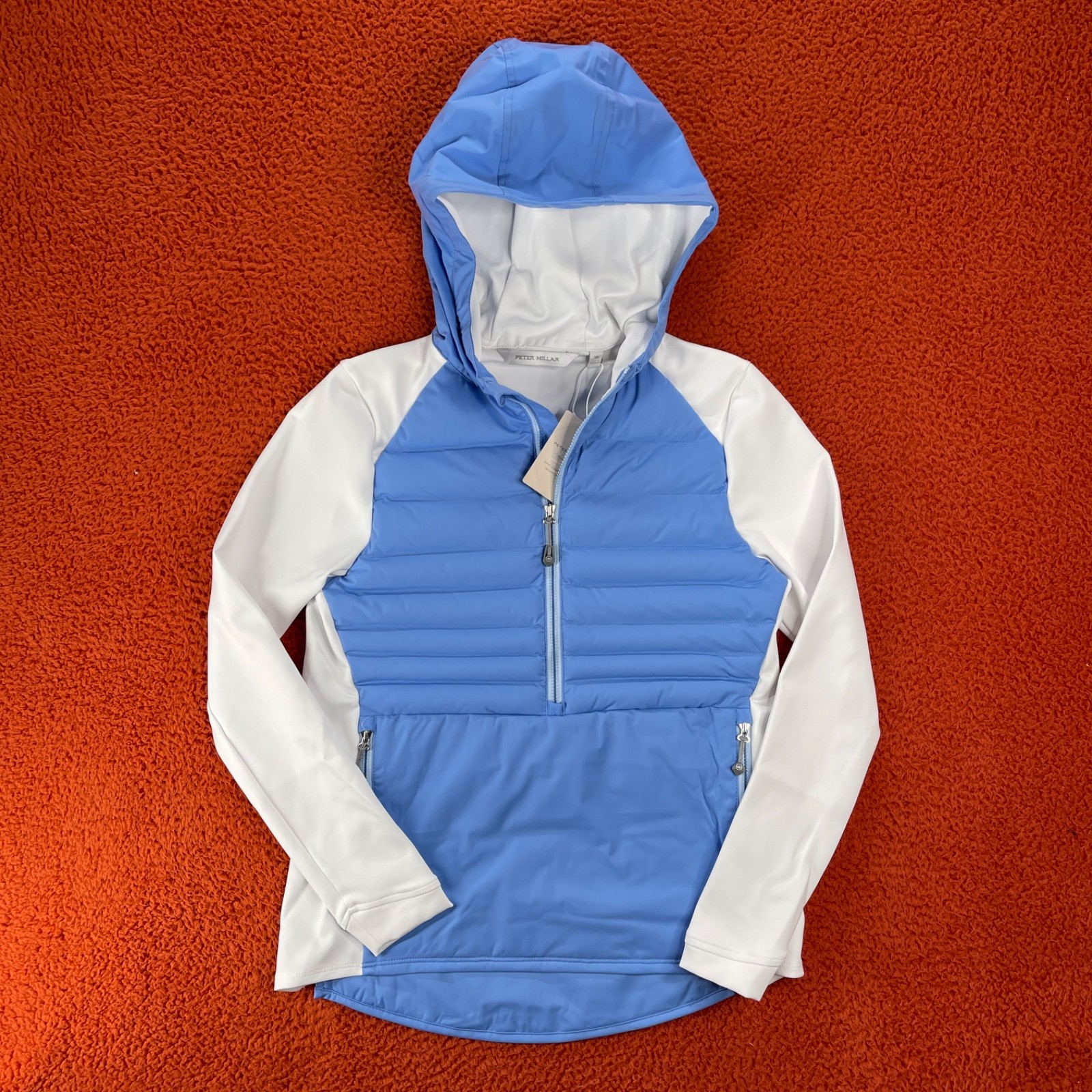 PETER MILLAR Womens XS Merge Hooded Insulated Golf Half Zip Jacket White $250