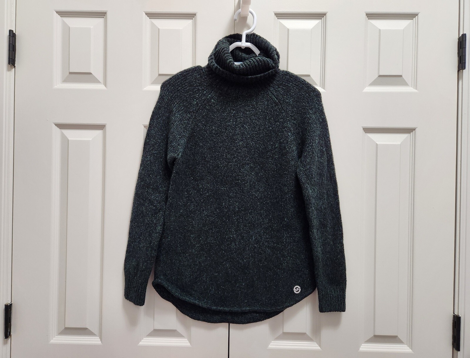 Women’s Michael Kors Blended Fabric Green Black Long Sleeve Turtleneck Sweater S