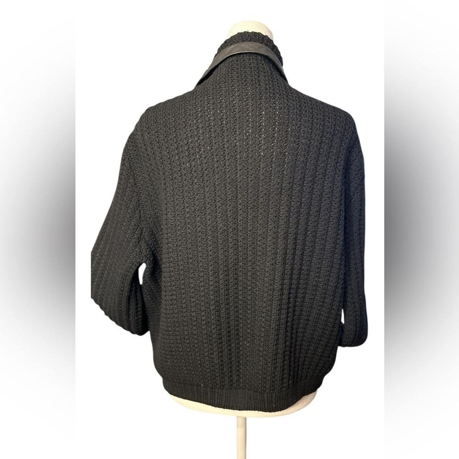 Vintage Jacket Sz L Streetwear Moto Leather Front knit wool sleeves & back