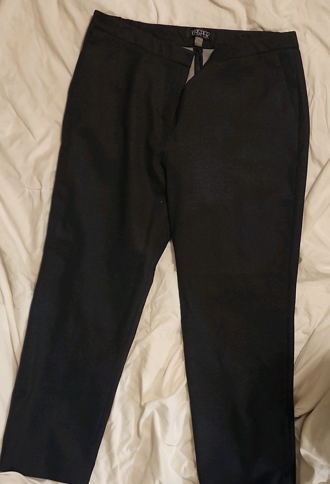Kasper Women’s Black Solid Flat Front Dress Pants Zip/Button Dry Clean Only
