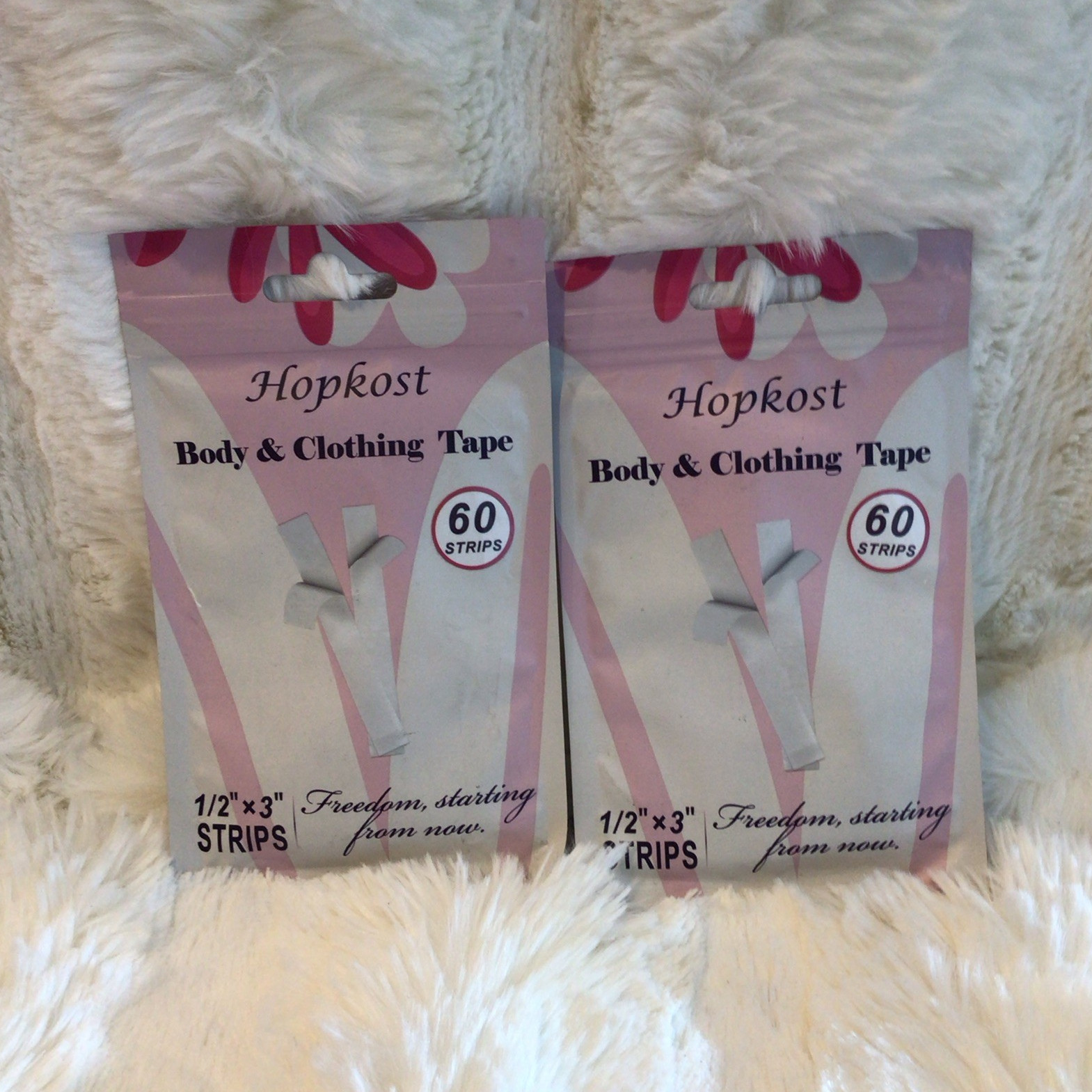 Hopkost Self-Adhesive Body & Clothing Tape, 60 Strips 1/2″ x 3″ – 2 Pack