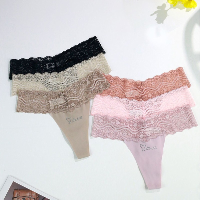 6 Pack Lot Sexy Ladies Womens Lace Panties Thongs Bikinis Underwear Lingeries