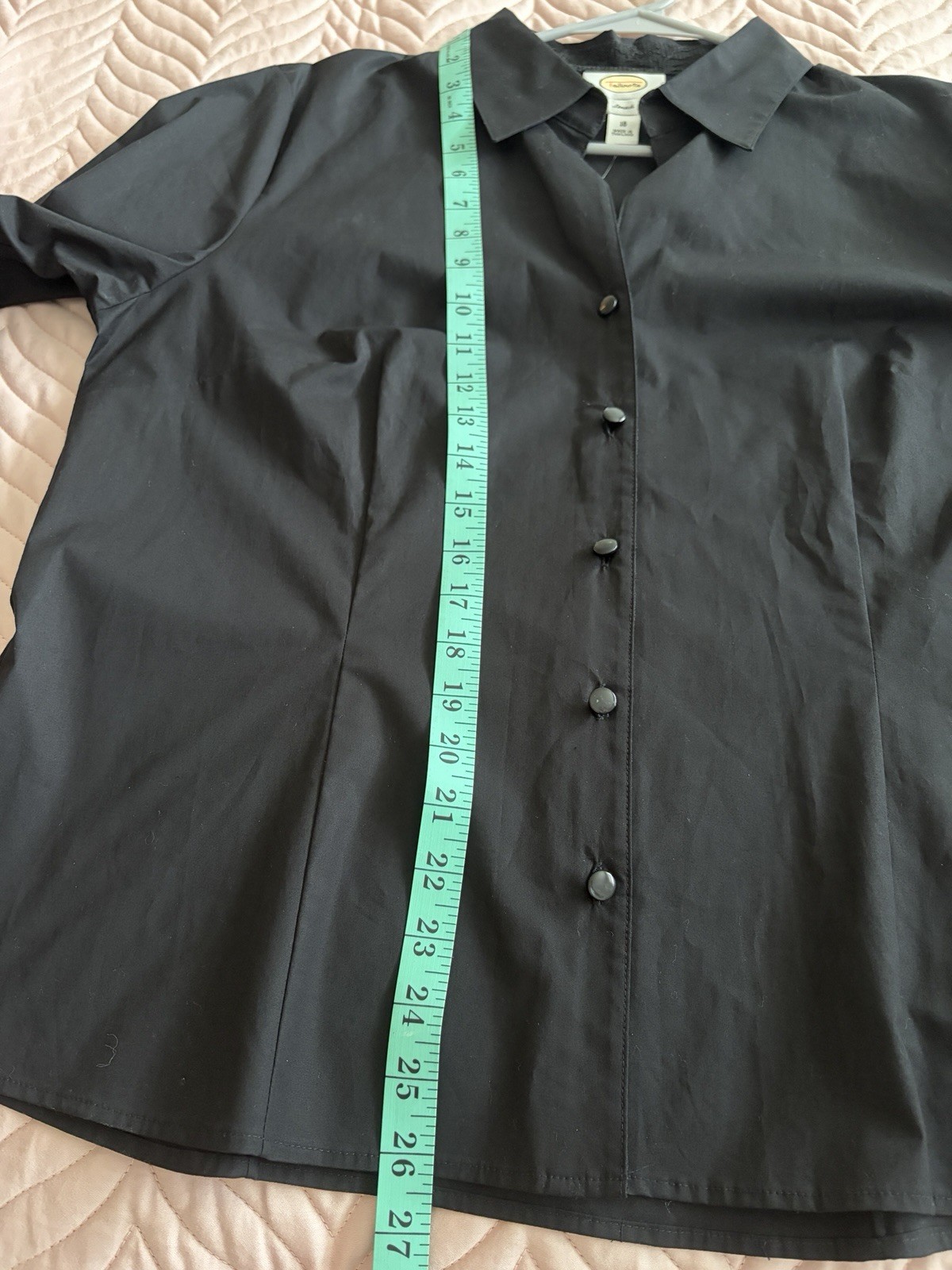 Vintage Talbots Stretch Black Button Front Shirt Women’s Size 16 NWT Trim Cotton