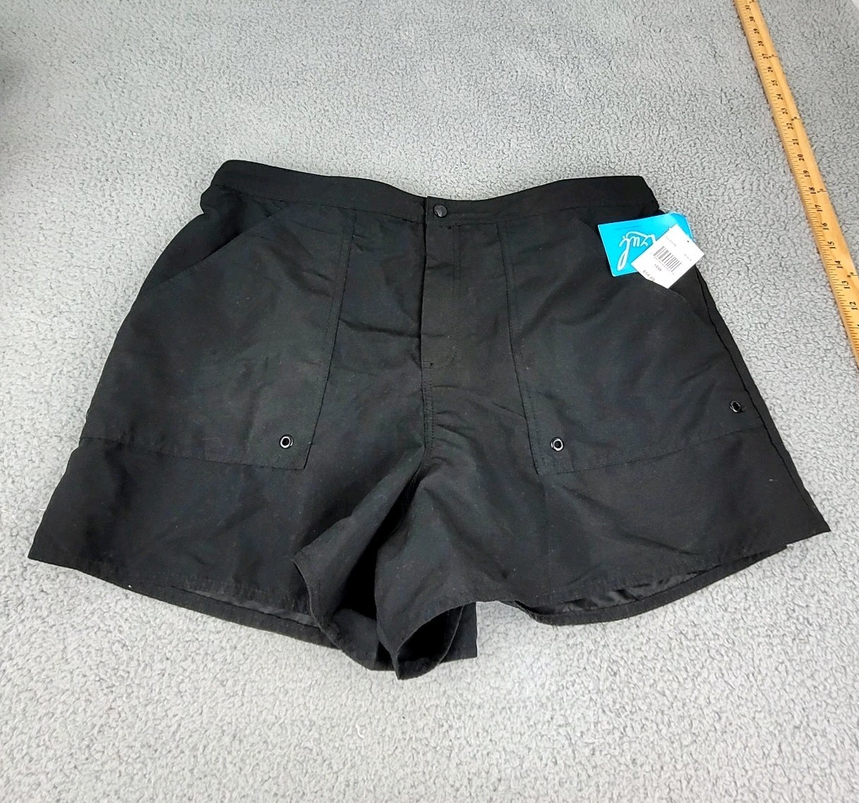 Azul Swim Shorts Women’s Size 18W Black Lined Slash Pockets 100% Polyester