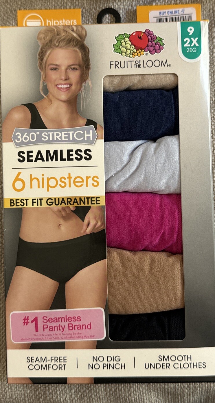 WOMENS FRUIT OF THE LOOM 360 STRETCH HIPSTERS MULTI COLORS SIZE 9 2X