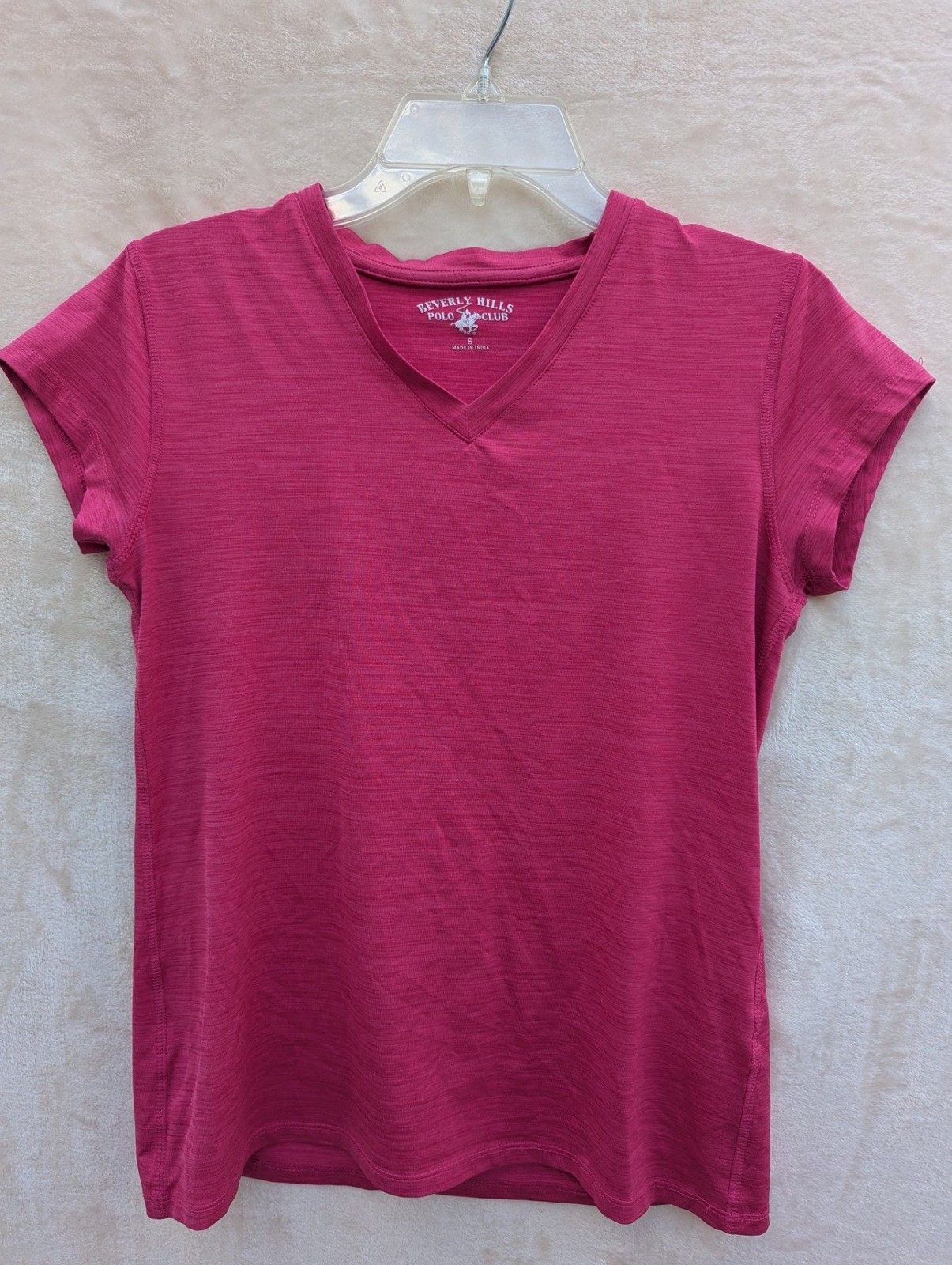 Beverly Hills Polo Club Women’s Pink V-Neck Short Sleeve Active T-Shirt