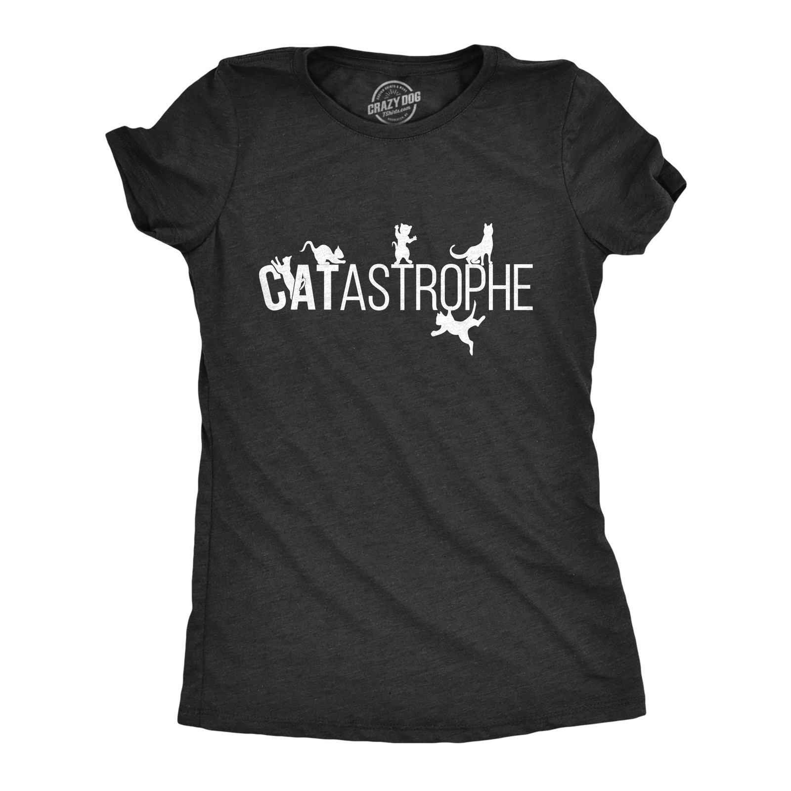 Womens Catastrophe T Shirt Funny Sarcastic Cat Kitten Joke Graphic Tee for Guys