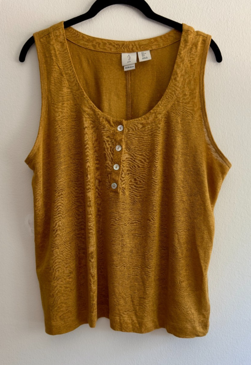 Joie 100% Linen Sleeveless Tank Top with Buttons Size Large
