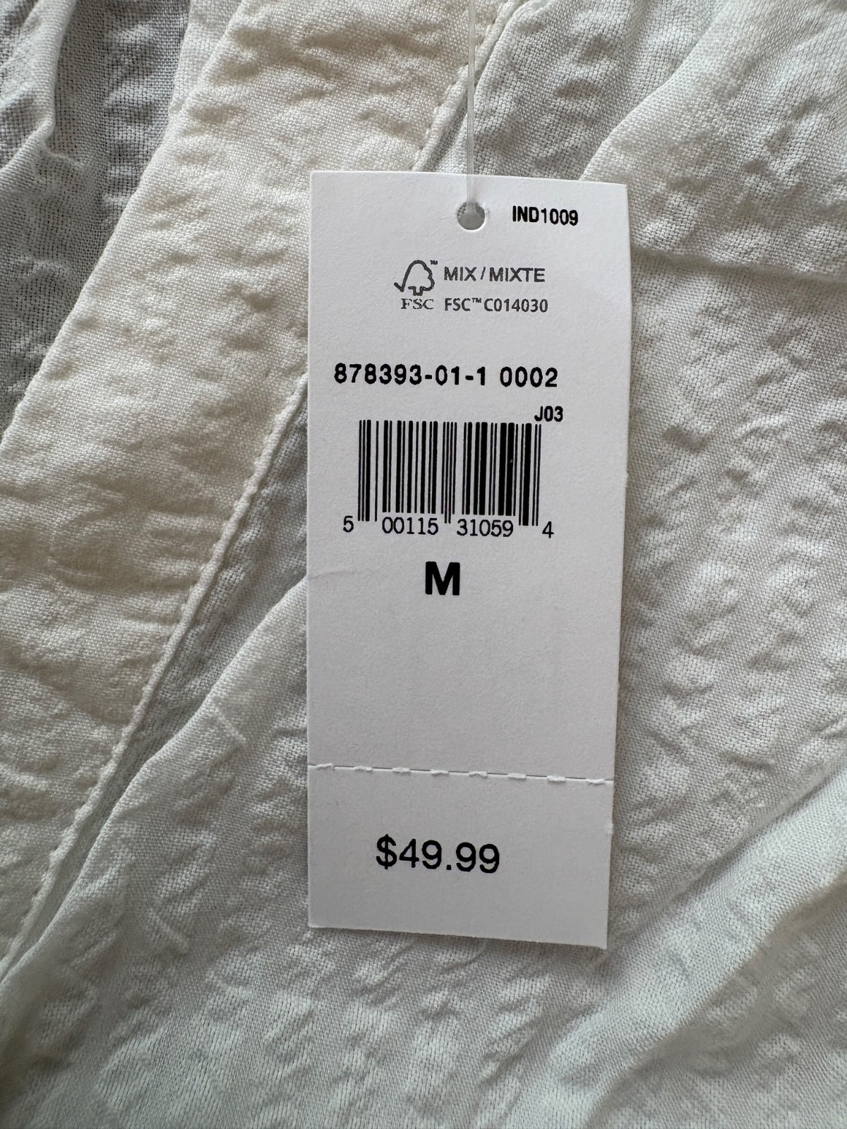GAP Long Sleeve Smocked Zen Cotton Blouse New off White Size Medium V/305599