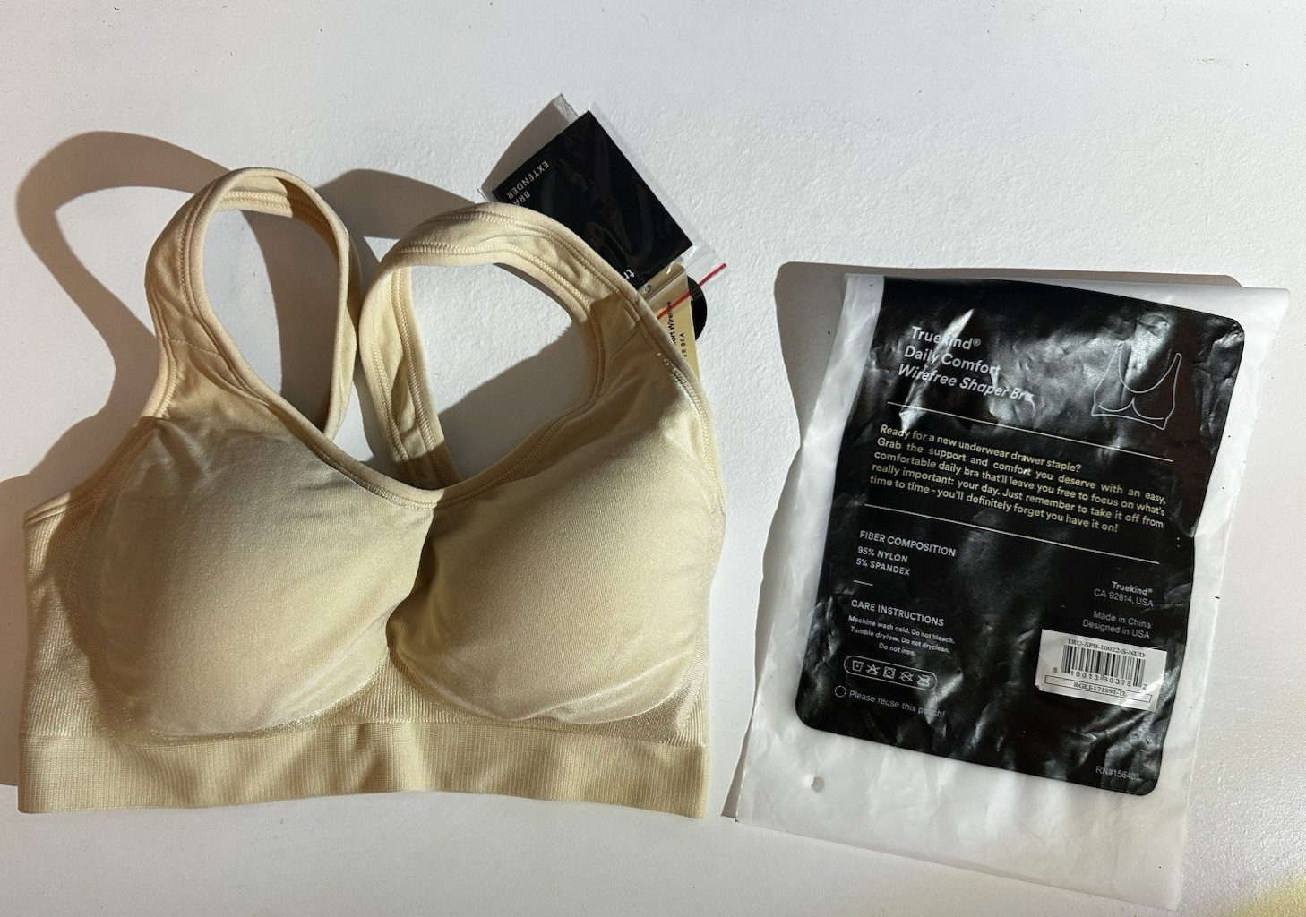 Truekind Daily Comfort Wireless Shaper Bra Small beige with extender