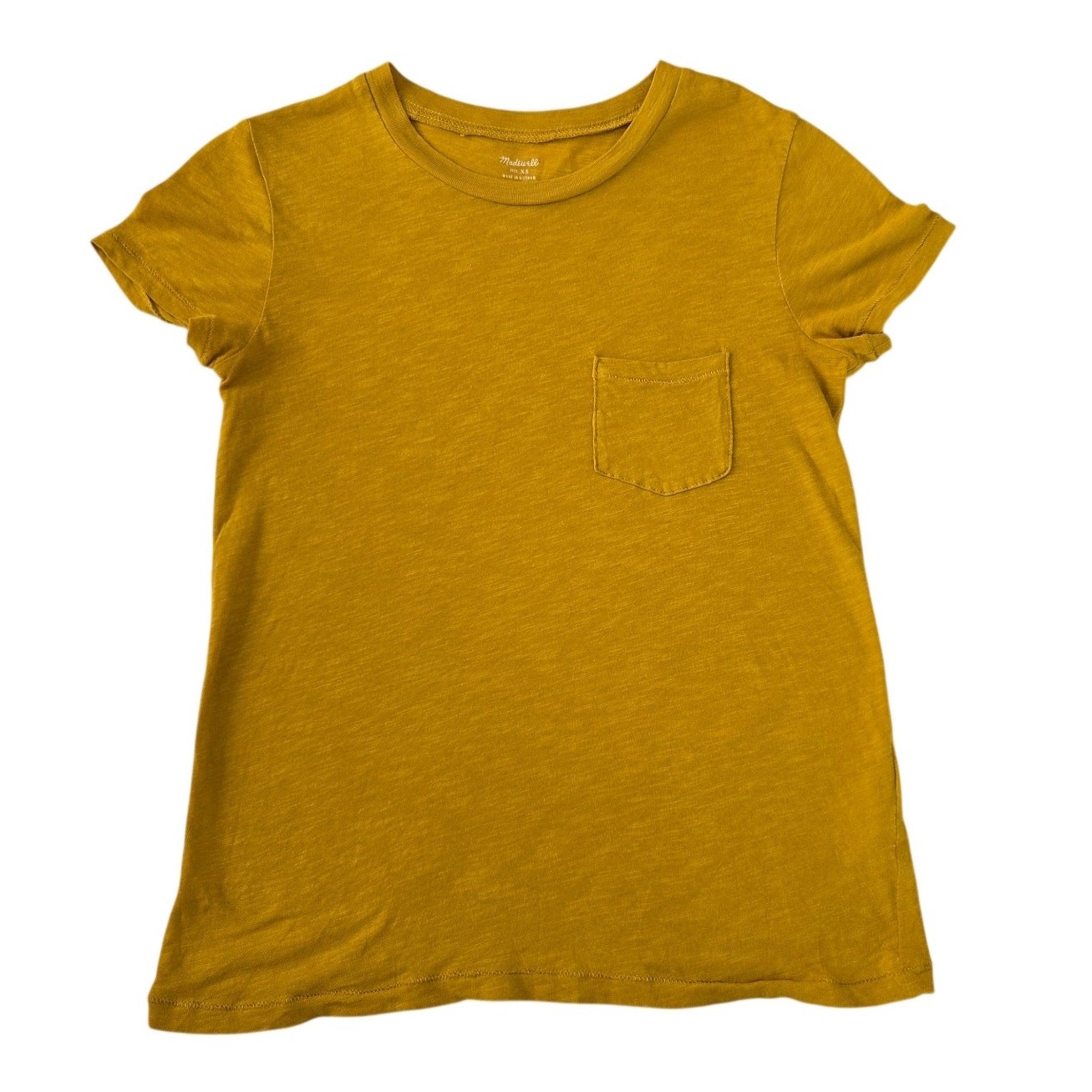 Capsule Wardrobe Madewell Mustard Yellow 100% Cotton TShirt Minimalist Staple XS