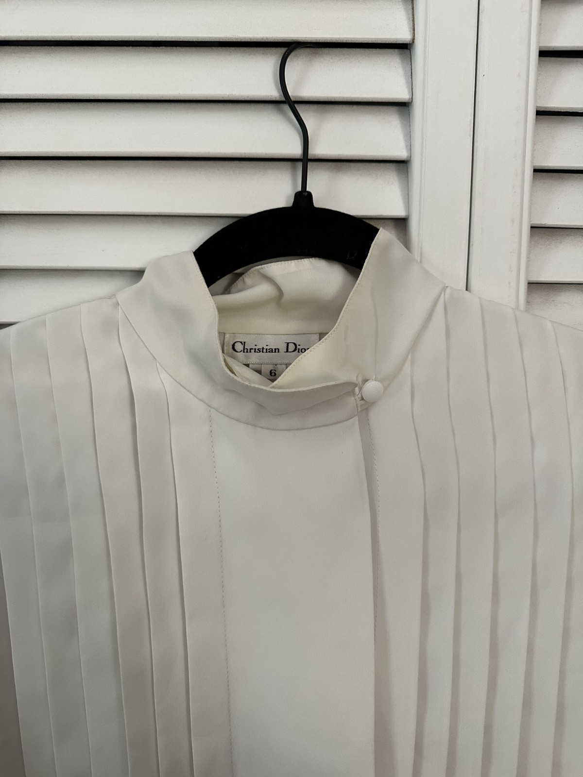 Christian Dior Vintage Long Sleeve White Sheer Blouse Size 6 Excellent Condition