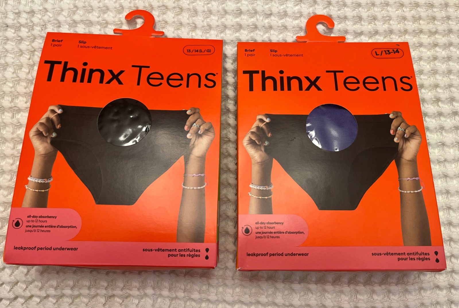 Thinx Teens Leakproof Period Underwear Brief Large 13/14 Lot of 2