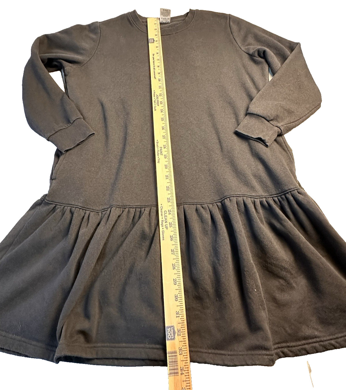 Serra Cotton Poly Blend Black Dropped Waist dress with pockets Size L