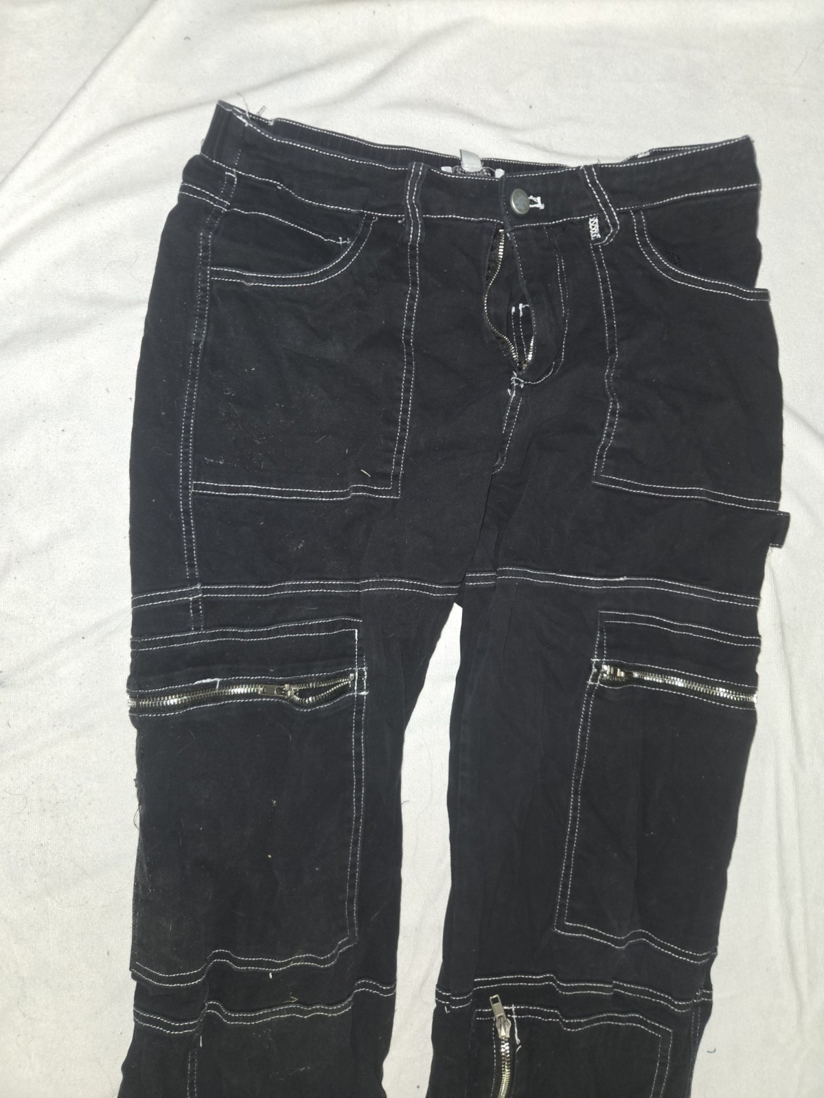 Rachel Roy Essentials Women’s Black Cargo Pants Denim Cotton Straight Leg M
