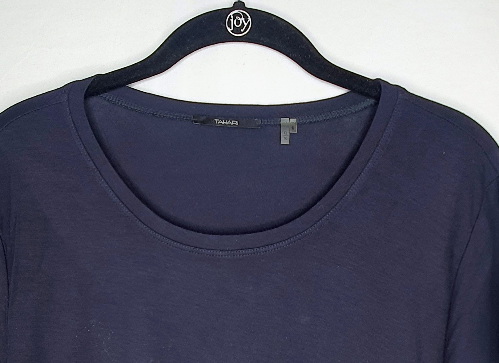 Tahari T-shirt Women’s XL Navy Blended Fabric Scoop Neck Short Sleeve Stretchy
