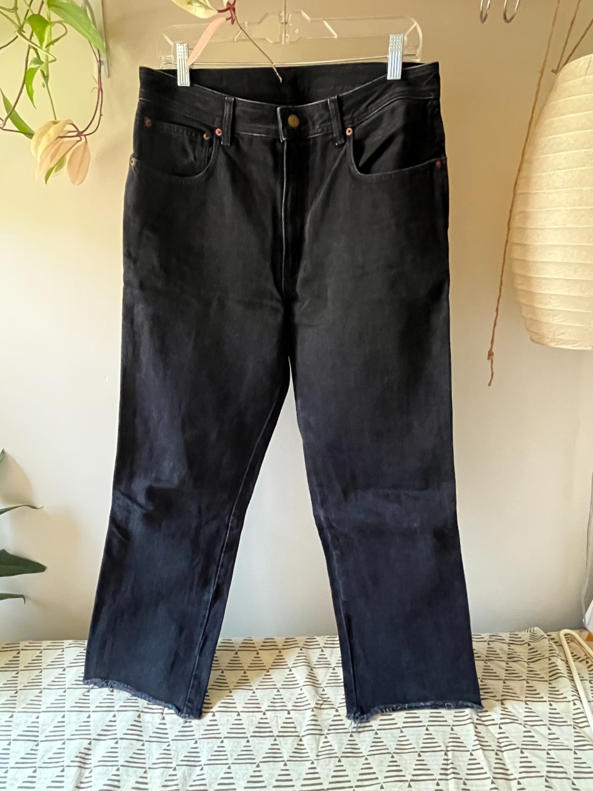 B Sides Black High Rise Straight Leg 100% Cotton Jeans Womens Sz 30 Made in US