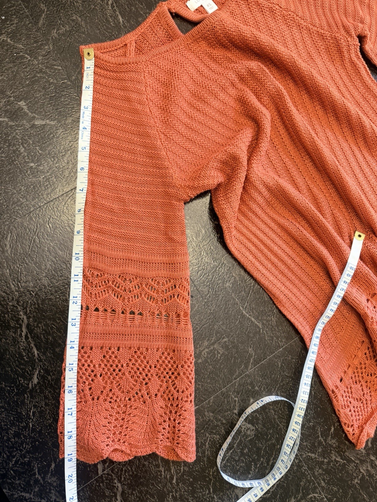 LC Lauren Conrad Texture Knit Tunic Rust Orange Color Size XS Keyhole Back