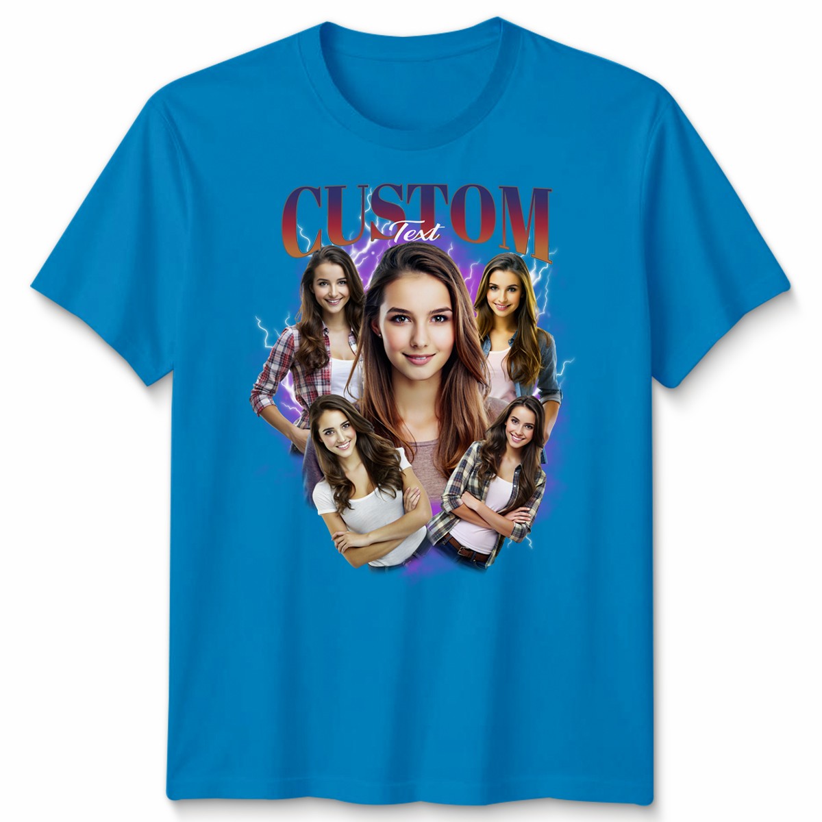 Custom Photo Upload Custom Text Personalised Collage Unisex T-Shirt Your Design
