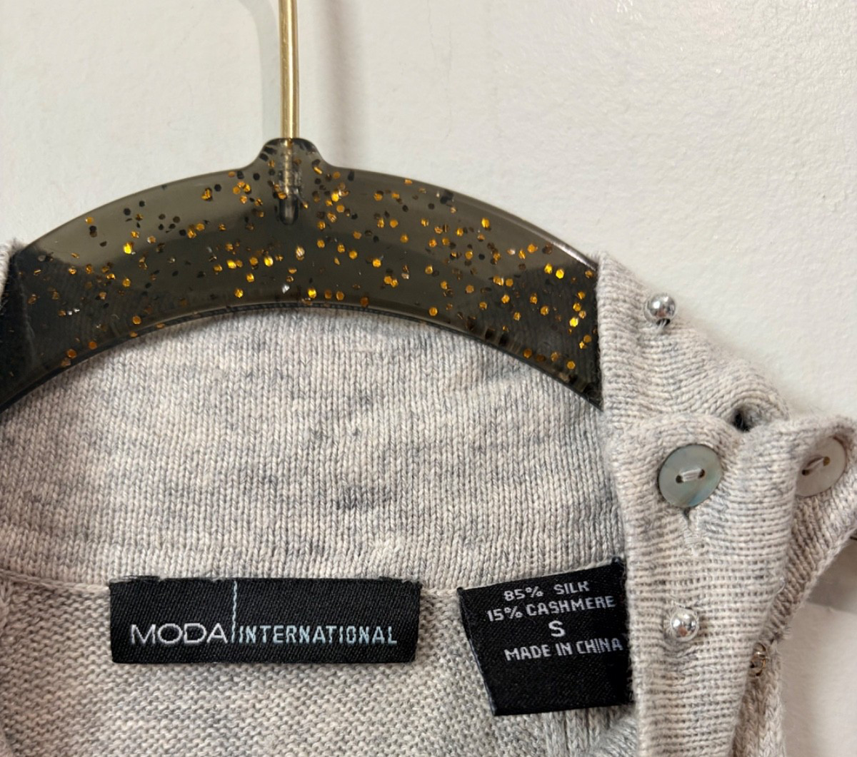 Moda International Silk Cashmere Beaded Halter Sweater Tank Top Gray Size S