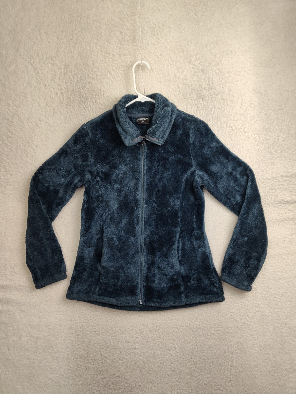 32 Degrees Heat Women Jacket Small Blue 100% Polyester Faux Fur Zip Up Outdoor