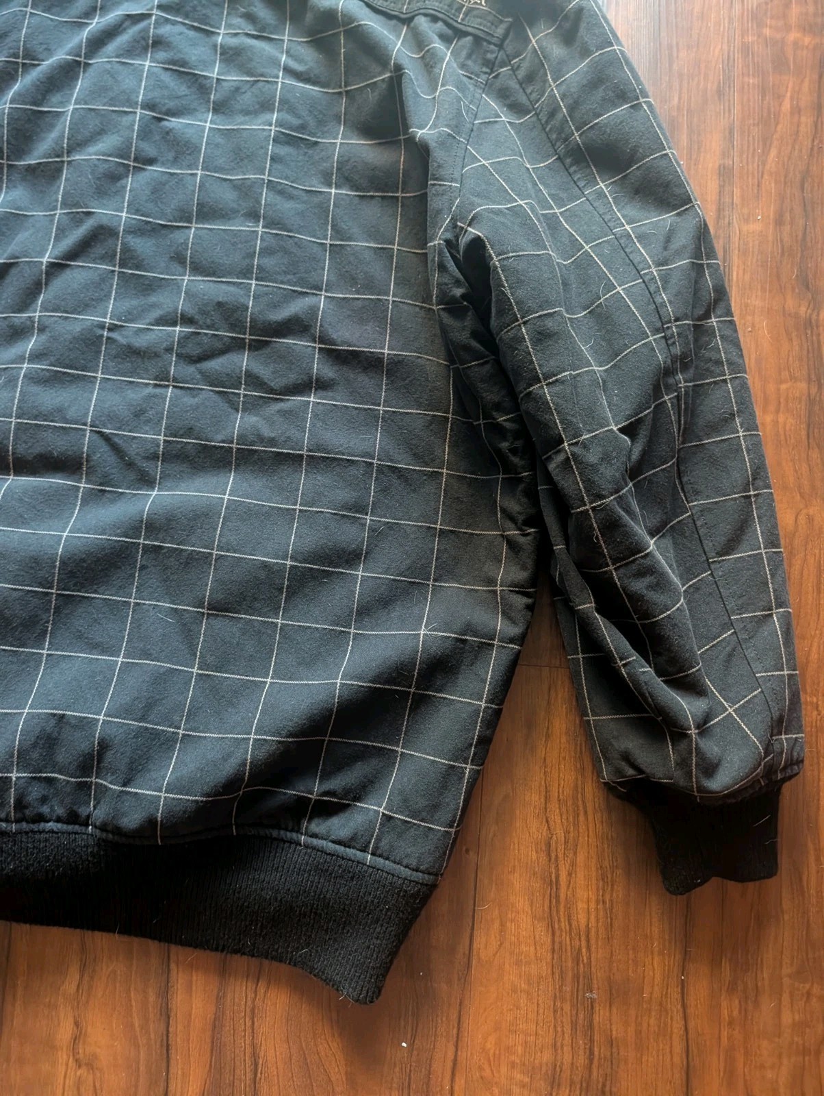 vtg Y2K No Fear Men Sz 2XL Skater Streetwear Black plaid Hoodie jacket fur trim