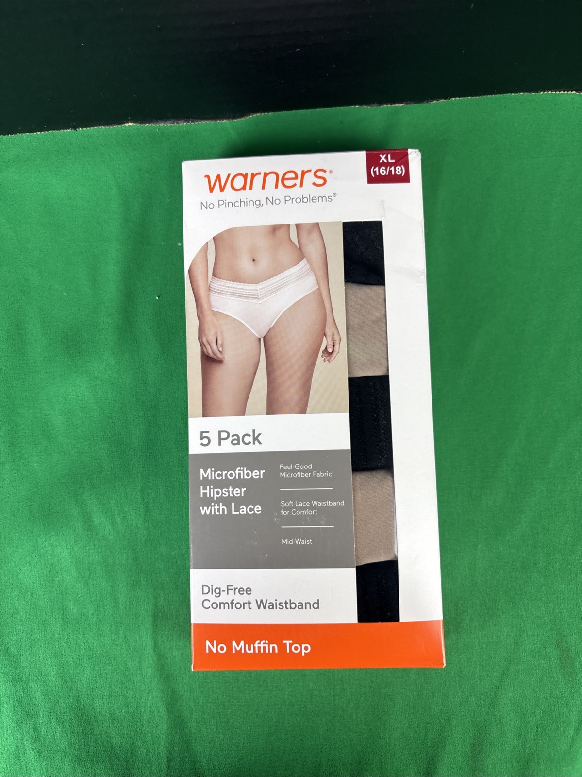 Warners Women’s 5-Pack No Pinching Lace Waistband Hipster Size XL Basics Pack