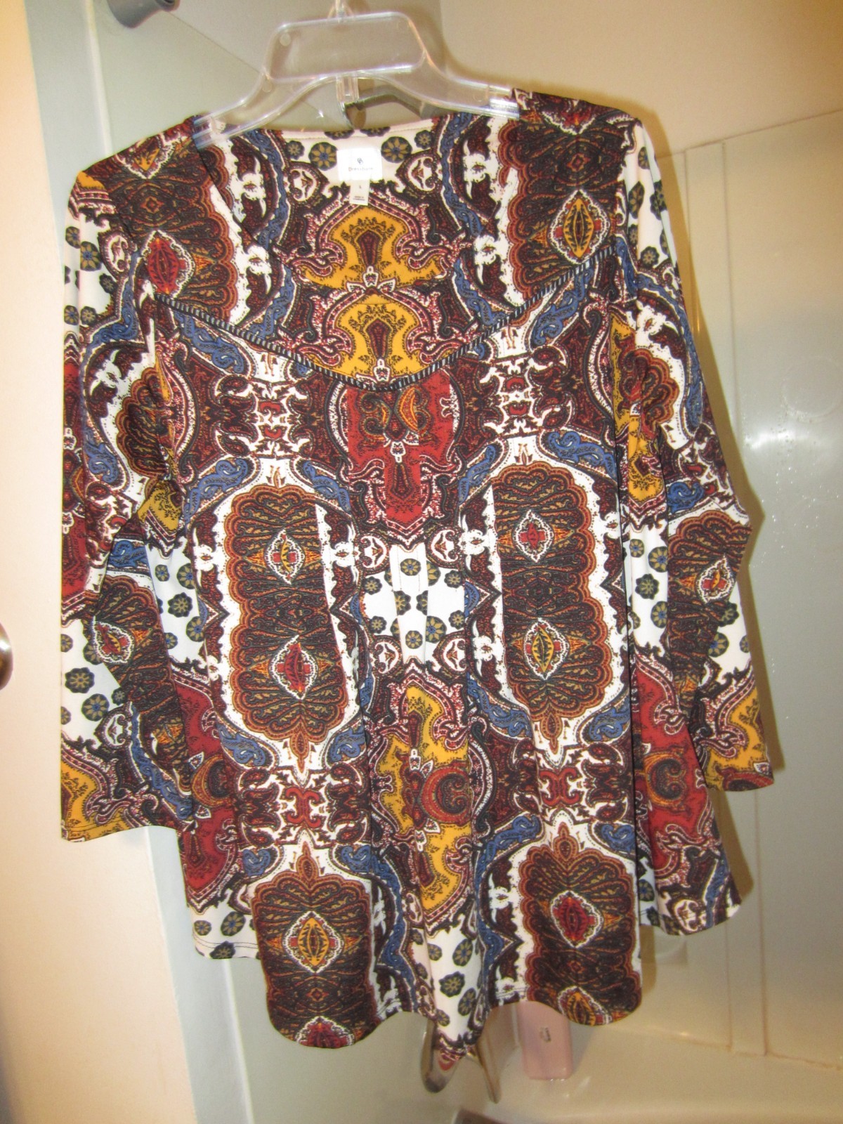 NWOT women’s dressy 3/4 sleeve top Dressbarn Size L multi-colors SOFT