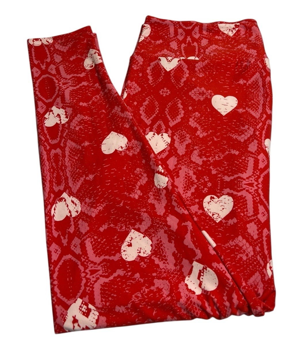 LuLaRoe Leggings TC2 Tall Curvy 2 Rare Valentine Animal RED SNAKESKIN Wild Heart