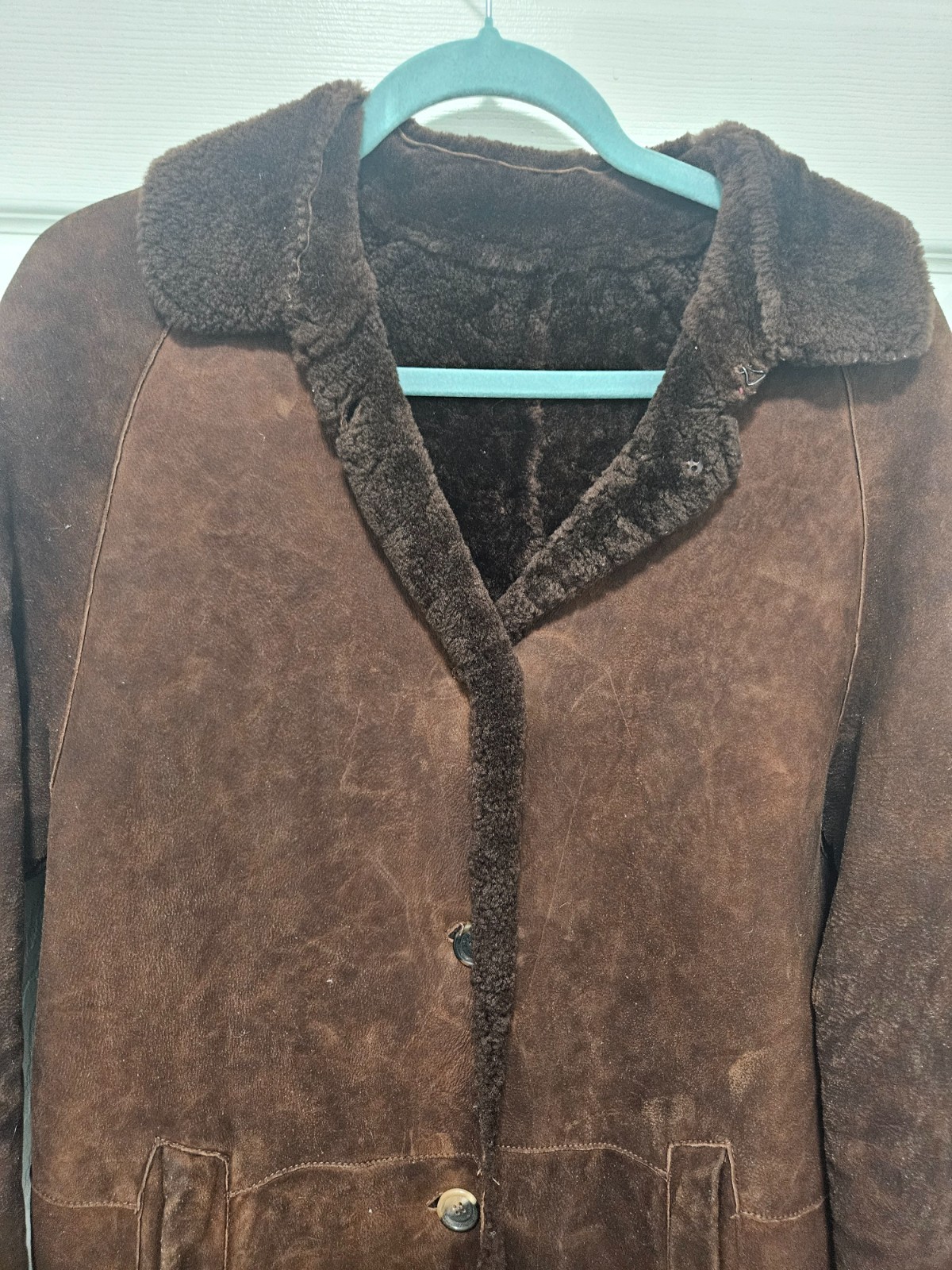 VINTAGE BURBERRY LONDON Suede Shearling Full Length Coat Size 2 XS