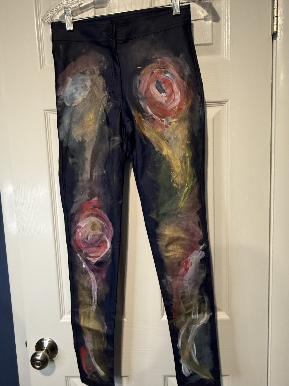 Women’s Custom Hand Painted Waxed Jeans by Daniela Corte Original S 40