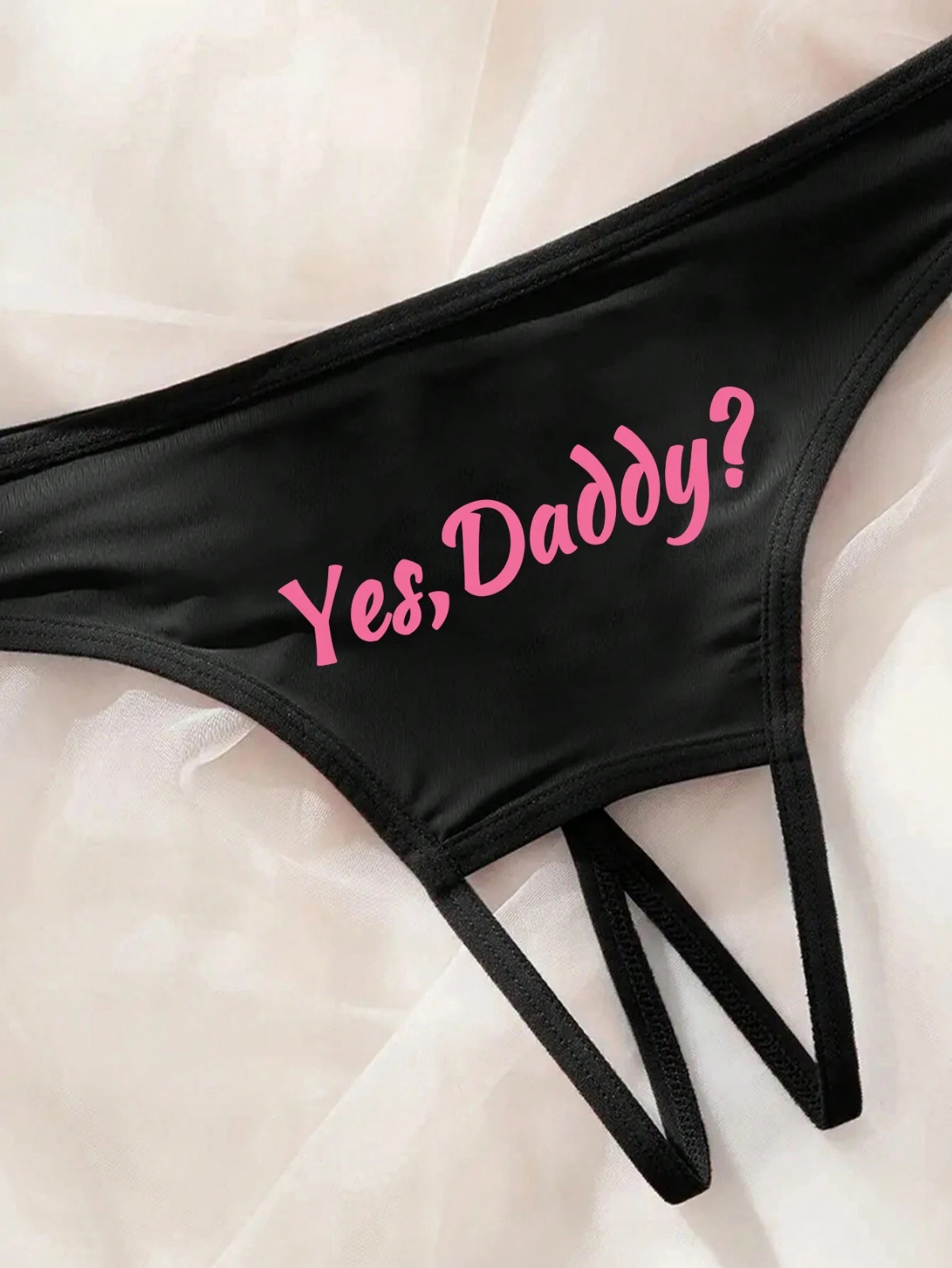 Women’s Yes Daddy Father Open Back Backless Sexy Sissy Lingerie Thong Panty