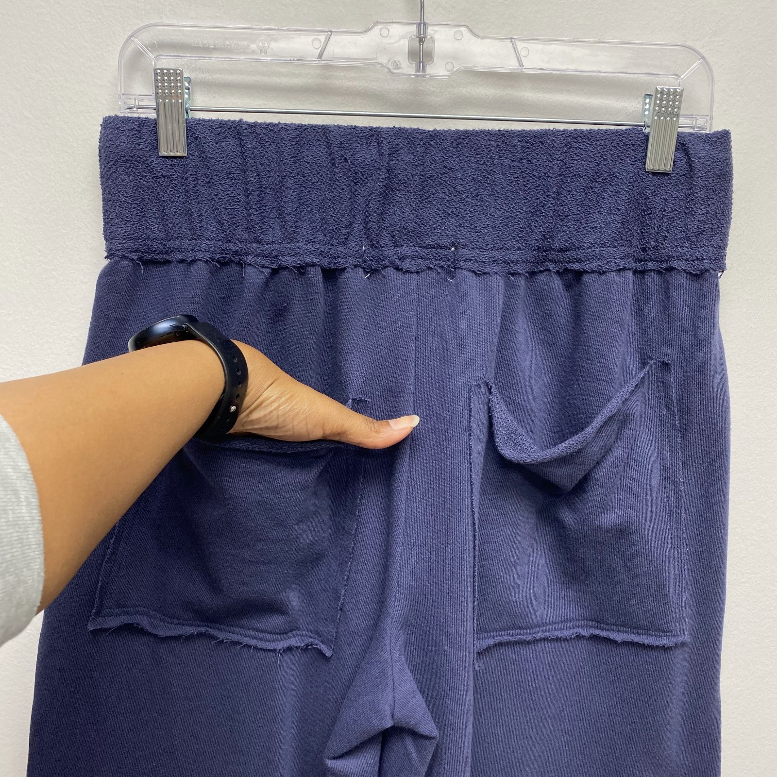 Free People FP Beach Pants Blue Drawstring Elastic Waist USA S Wide Leg Crop New
