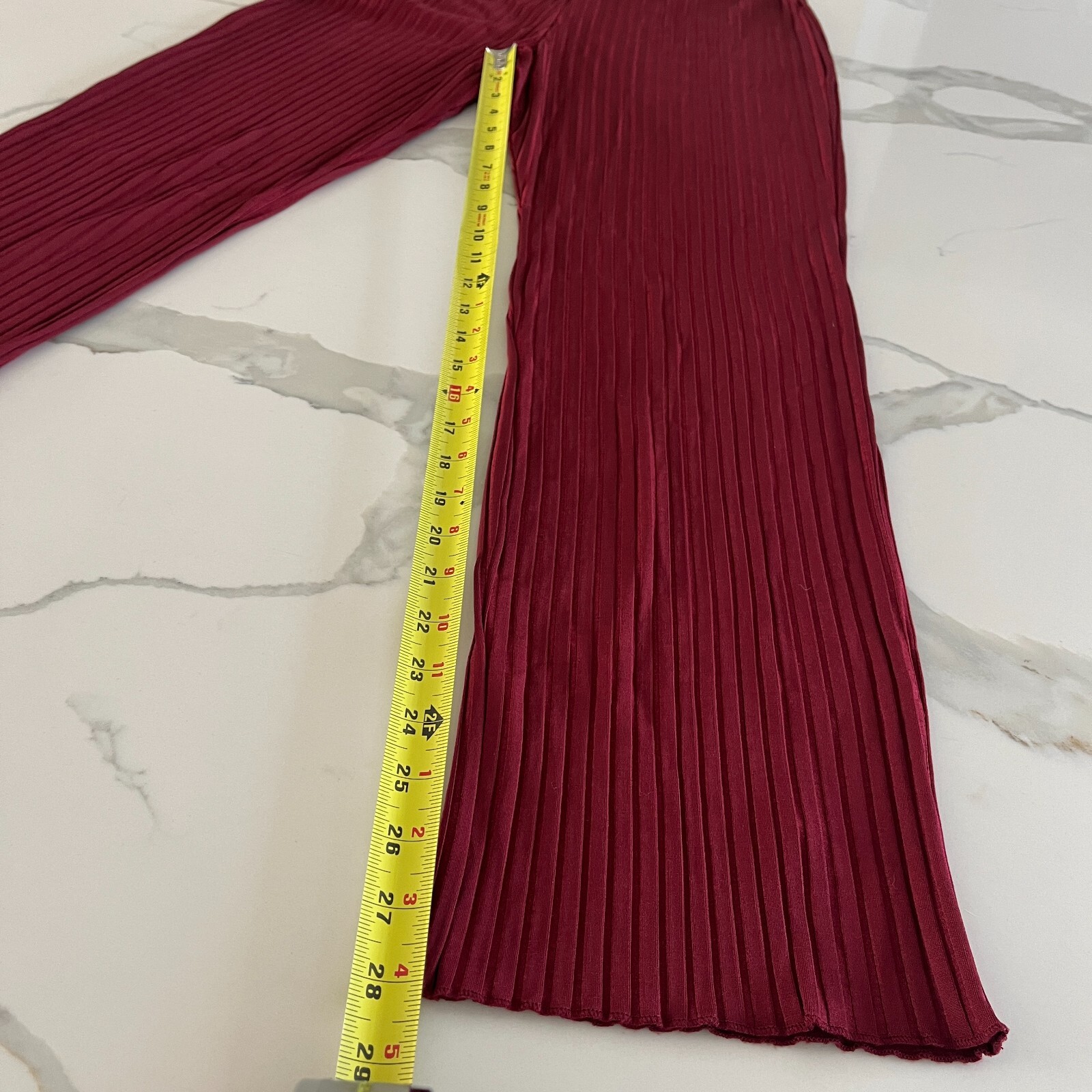L’Academie Revolve The Ruby Pant Women Red Wine Burgundy Ribbed Pants Stretchy