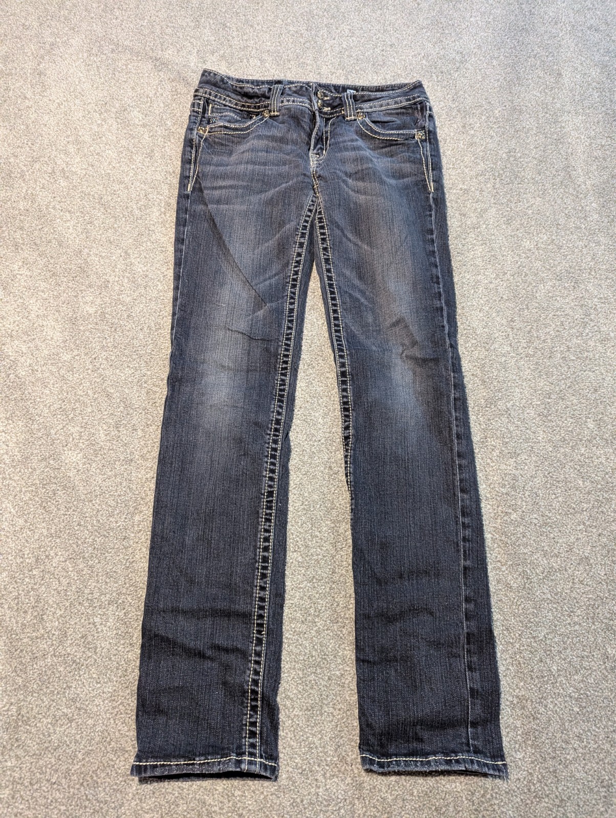 Miss Me Jeans Womens 30 (29×32) Dark Wash Skinny Cross Embroidered