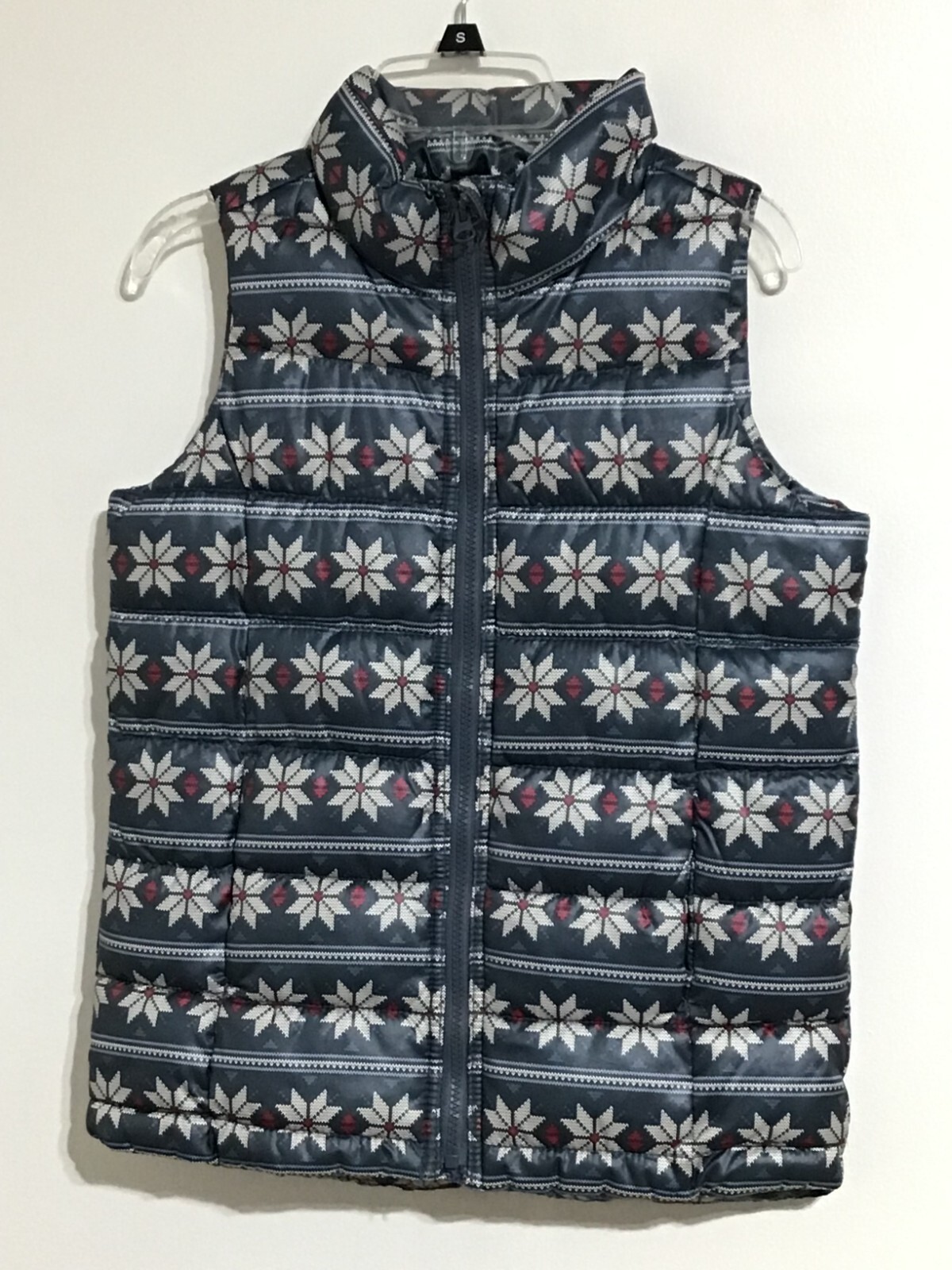 Old Navy Puffer Vest Womens Large Frost-Free Cozy Snowflakes Skiing Sledding