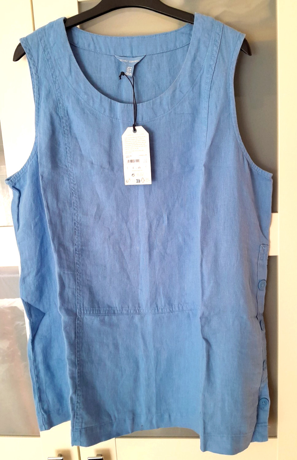 Seasalt Cornwall, Foredune Linen Top, blue, size 20r