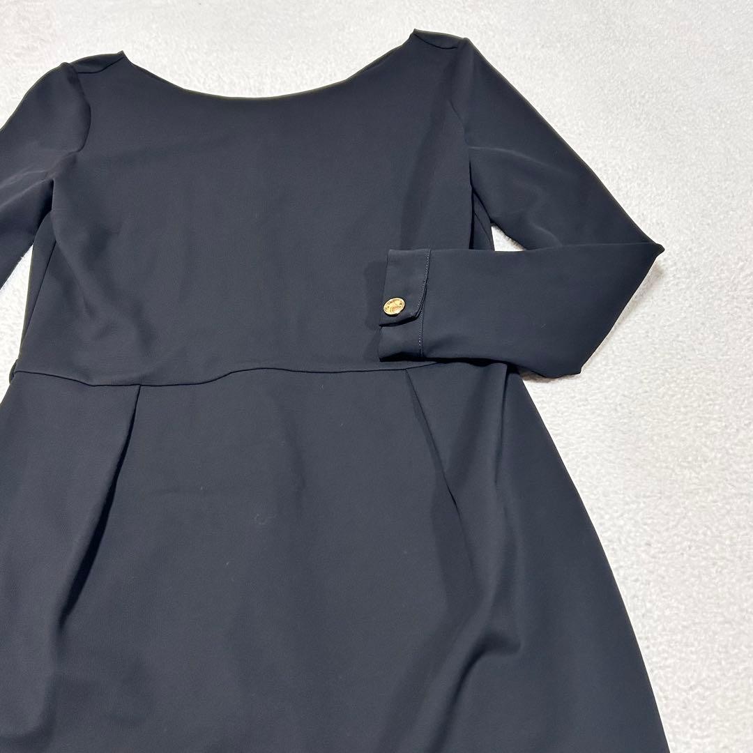 USED [EXCELLENT CONDITION] GUCCI LONG-SLEEVED DRESS WITH GOLD BUTTONS, BLACK,