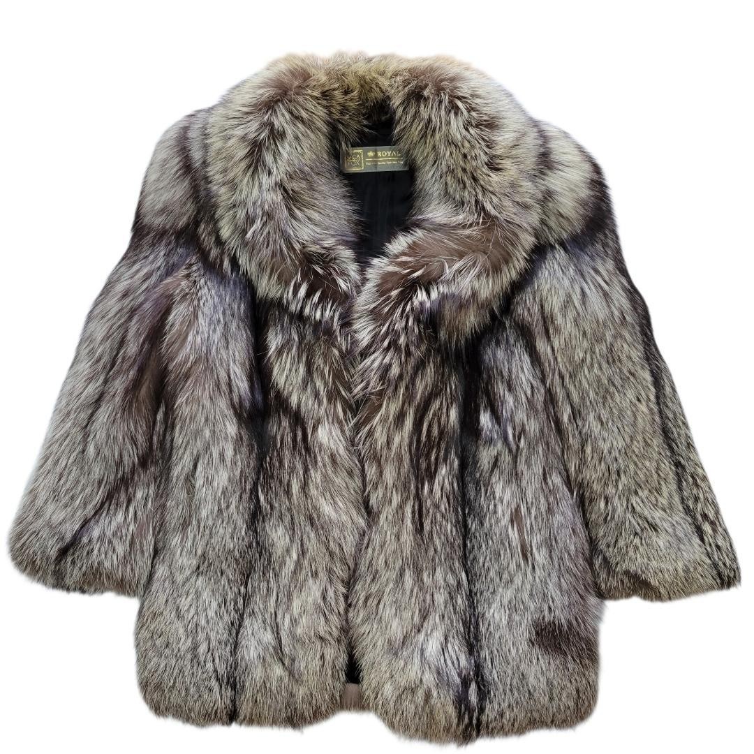 Saga Fox Royal Fur coat Brown Blue Frost Fox Genuine Fur Thick Gold Saga size 9