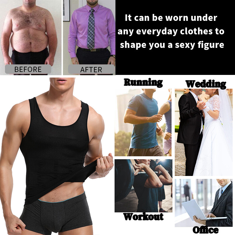 Men’s Slim Vest Body Shaper Gynecomastia Moobs Compression Undershirts Shapewear