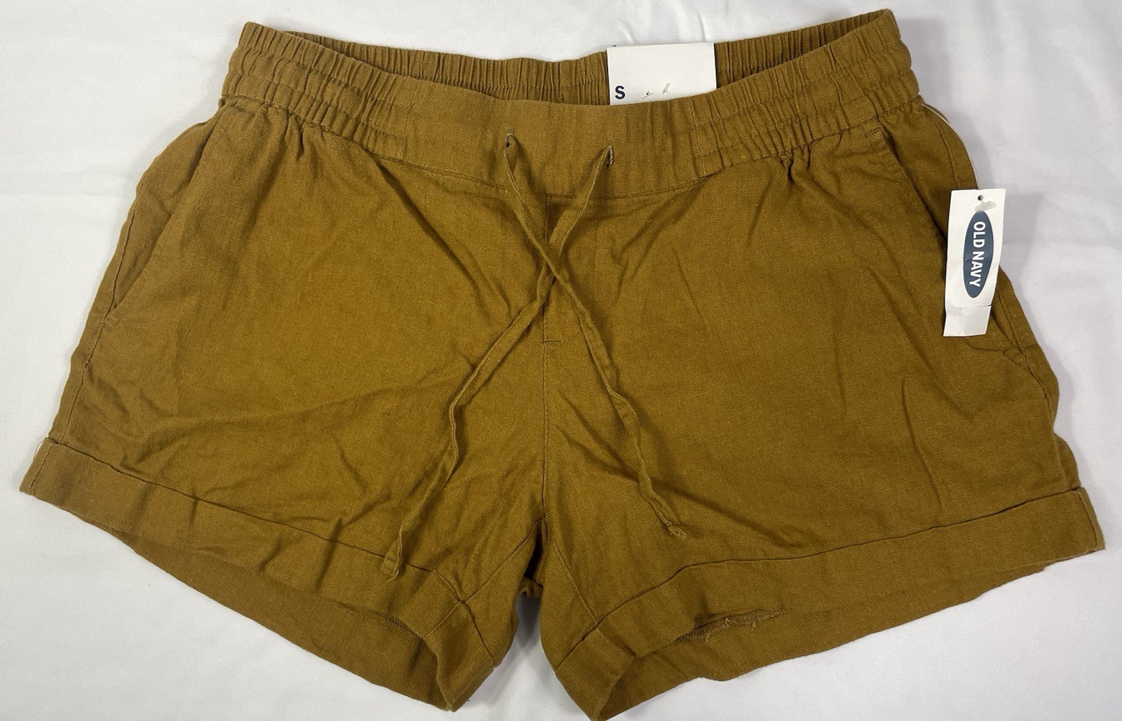 OLD NAVY Women’s SMALL Brown 55% Linen & 45% Rayon Pull On Shorts NWT