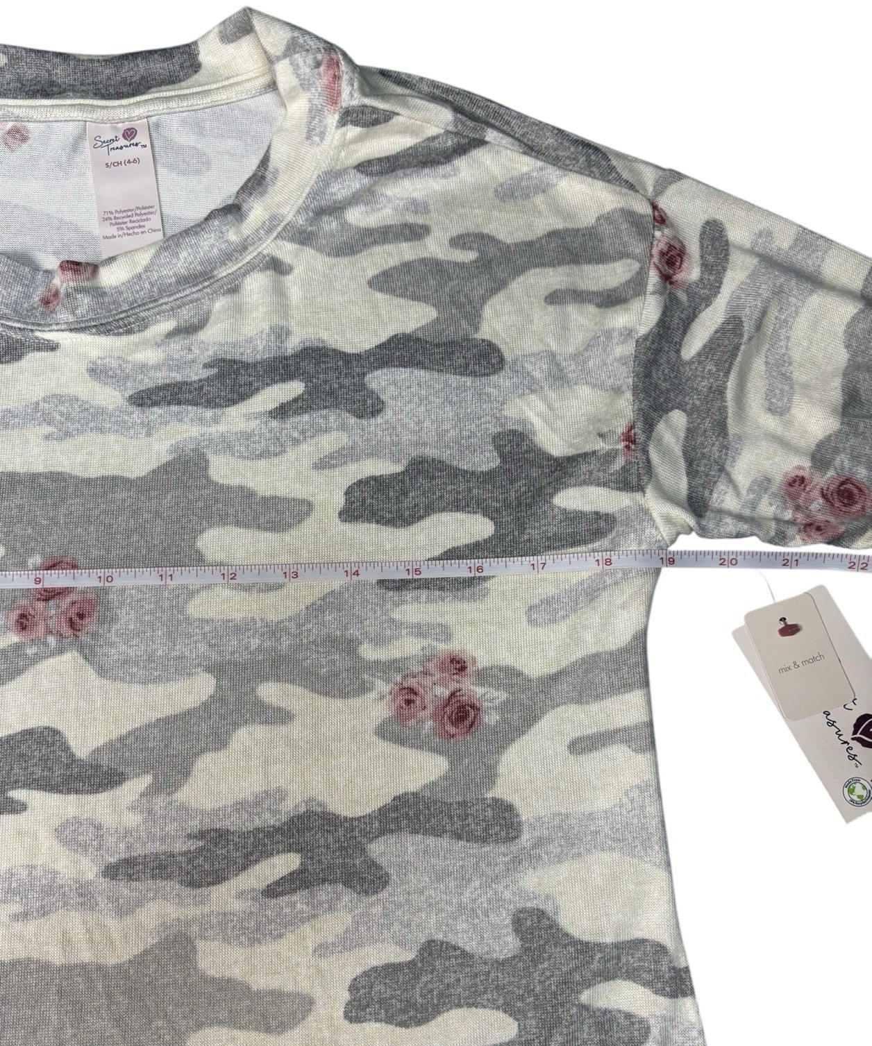 Women’s Secret Treasures SZ S (4-6) Camouflage Long Sleeve Casual/Sleep Top NWT