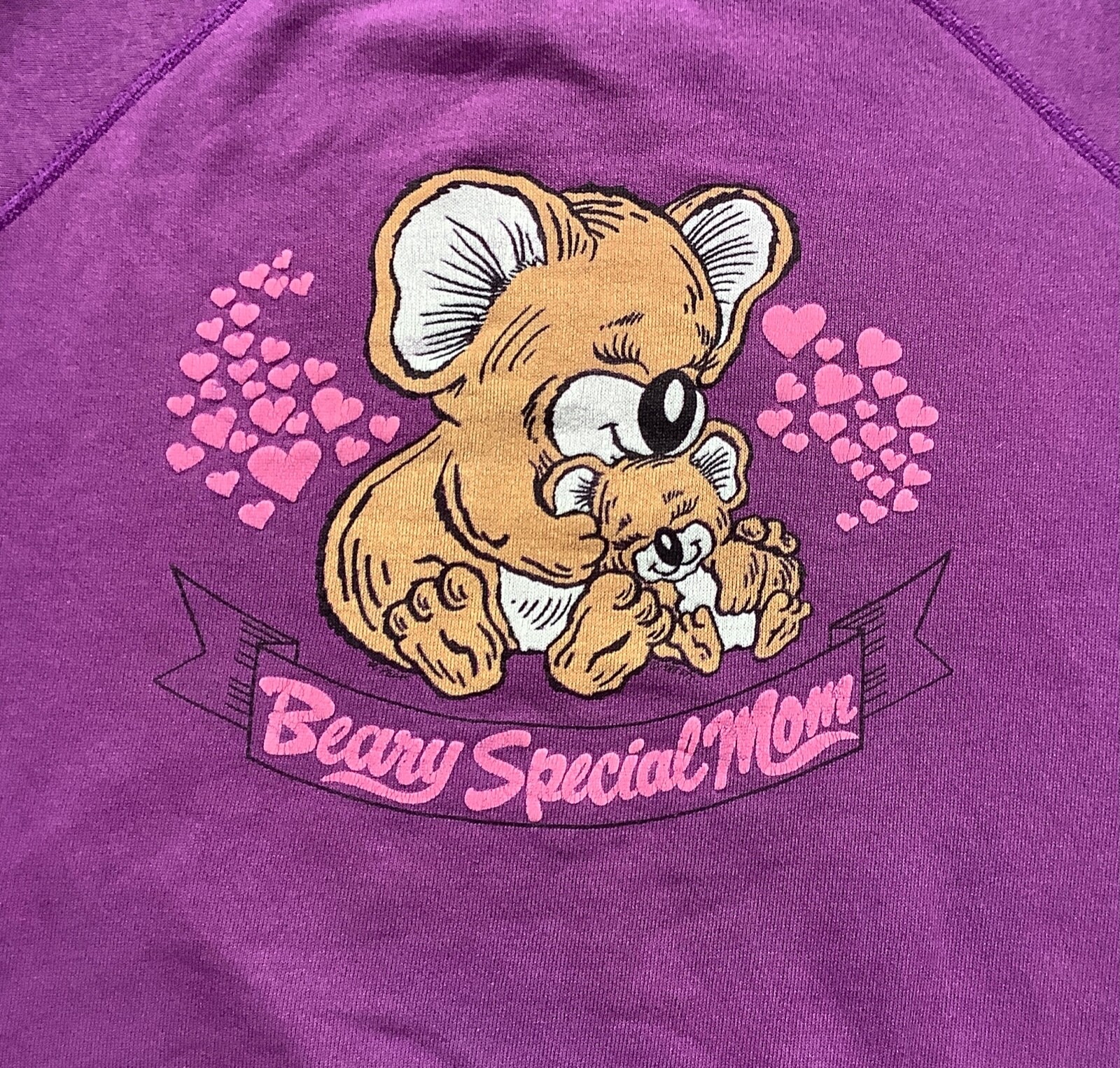 Vtg 80s Beary Special Mom Sweatshirt Koala Hearts Cute Adorable Purple Large