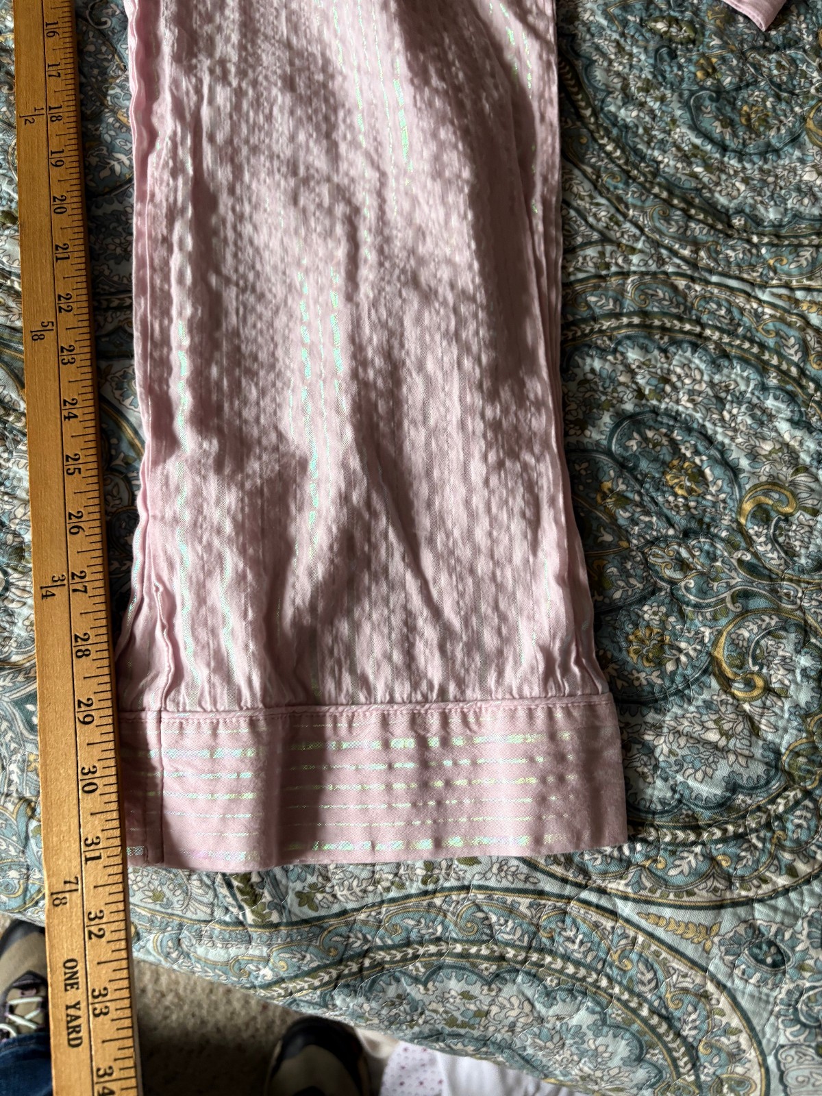 Victorias Secret Medium Tall Pink PJ Set Long Sleeve Shimmer Inseam 31 inches