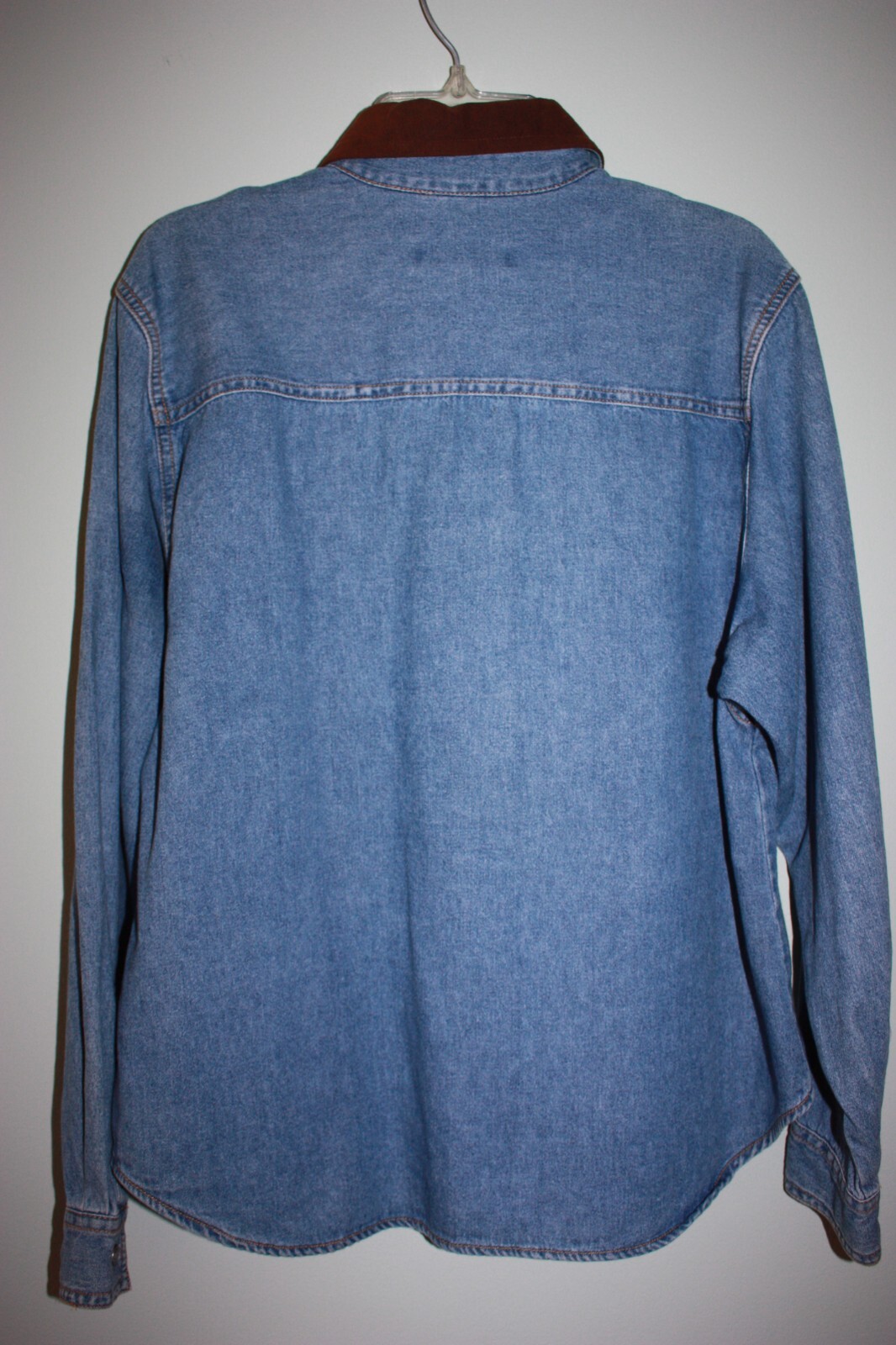 Denim blue jean suede button up shirt Western Women’s Petite 8 w/ Bison Buttons